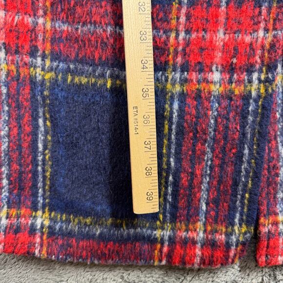 Old Navy Oversized Soft-Brushed Plaid Button-Front Long Coat Small Wool Blend - Picture 9 of 9